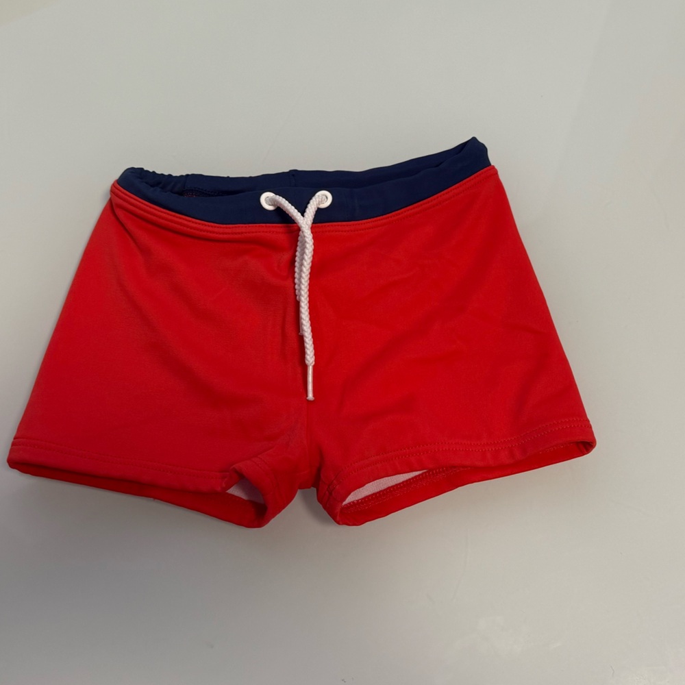 Baby Boden Navy and Red Swim Trunks Size 3-6M